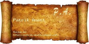 Patrik Anett névjegykártya